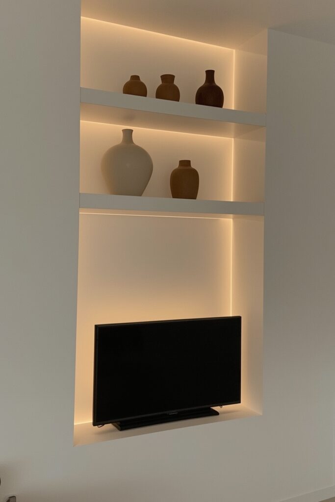 Custom-Made Niche with Recessed TV