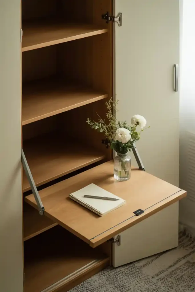 Drop-Leaf Table Attached to Wardrobe