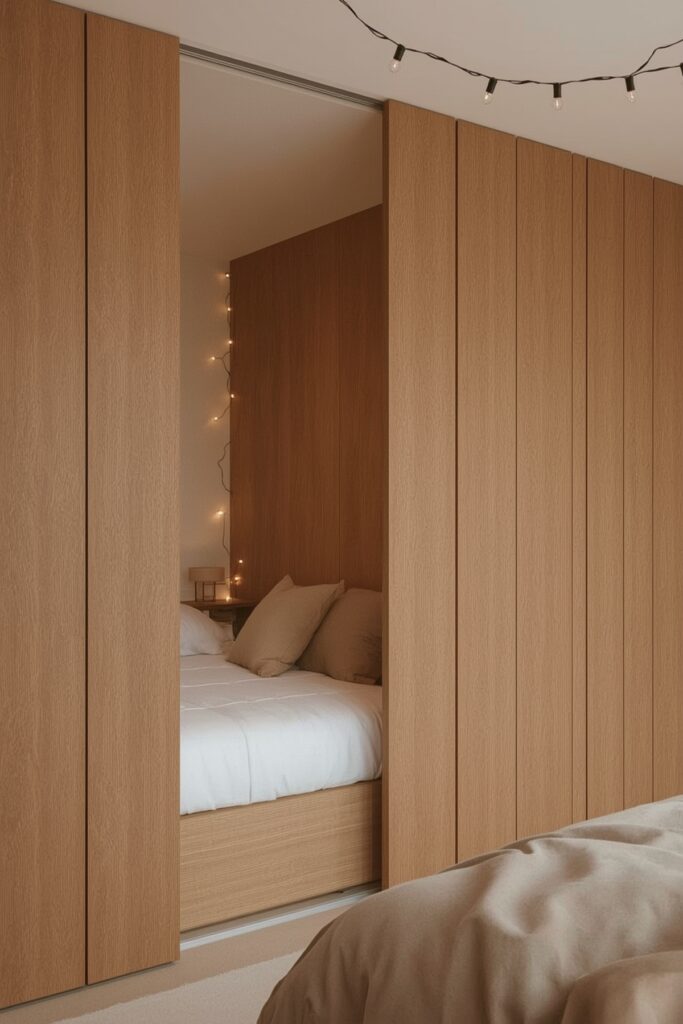 Pull-Out Bed Behind Decorative Panel