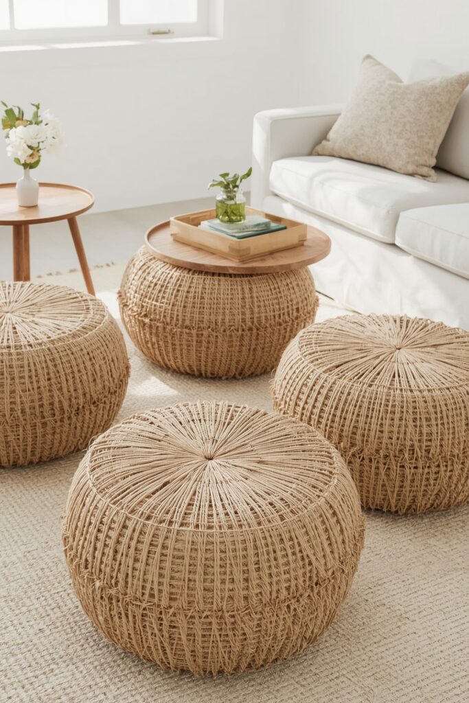 Woven Poufs for Additional Flexible Seating