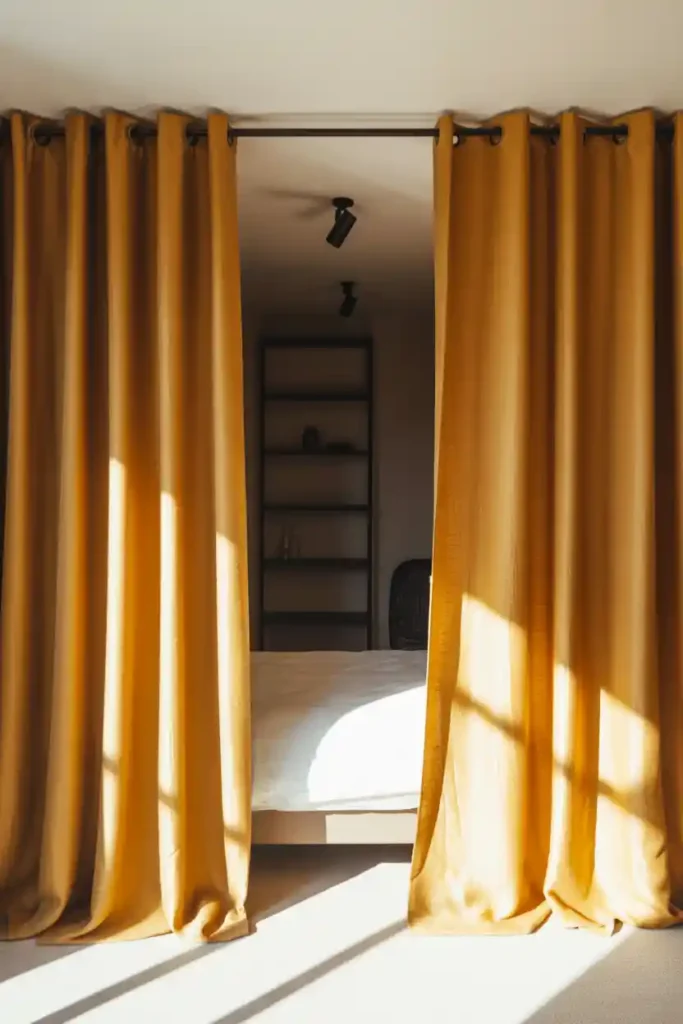 Floor-to-Ceiling Curtain Wardrobe Concealment