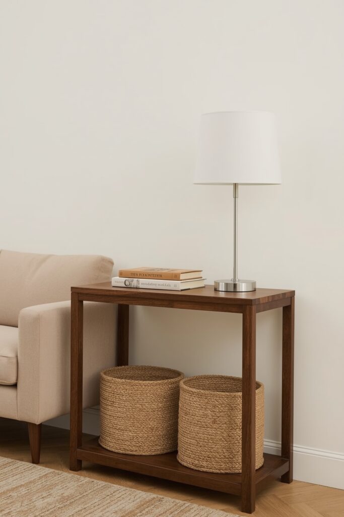 Double-Duty Console Table Behind Sofa