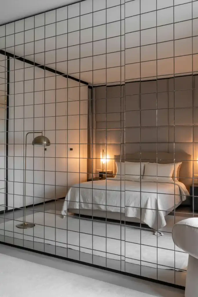Mirror-Tiled Wall to Enlarge Visual Depth