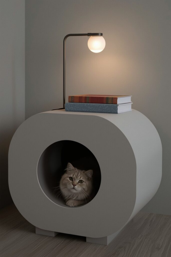 Low Nightstand with Tunnel Entry for Cats
