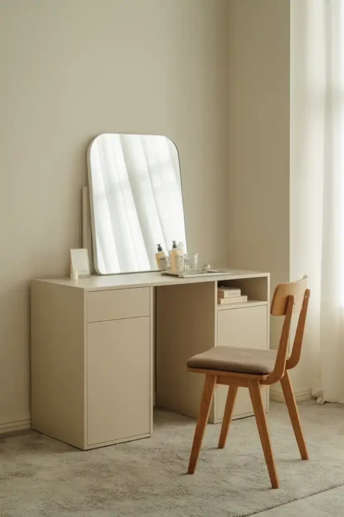 Mirror-Fronted Wall Cabinet With Drop Shelf