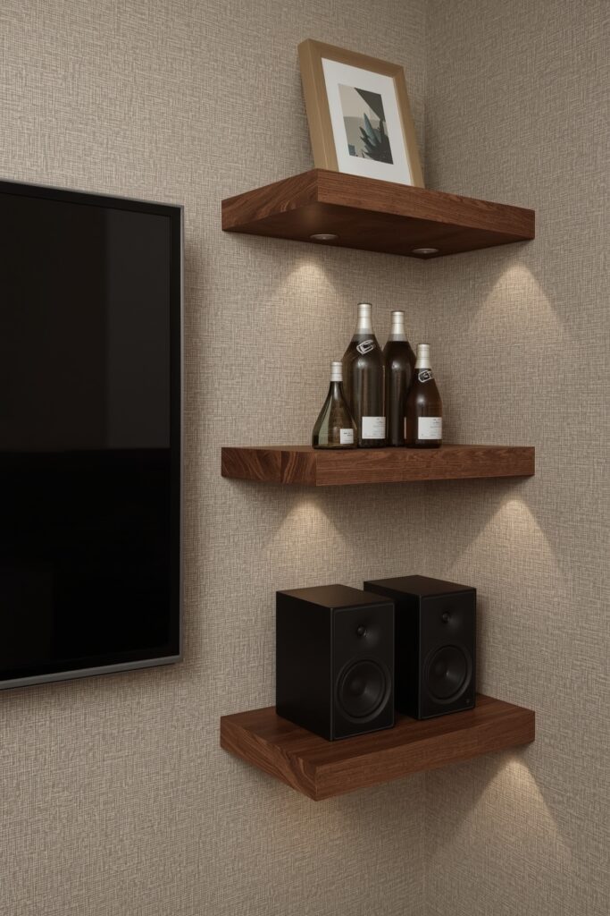 Swivel TV Mount with Floating Shelves