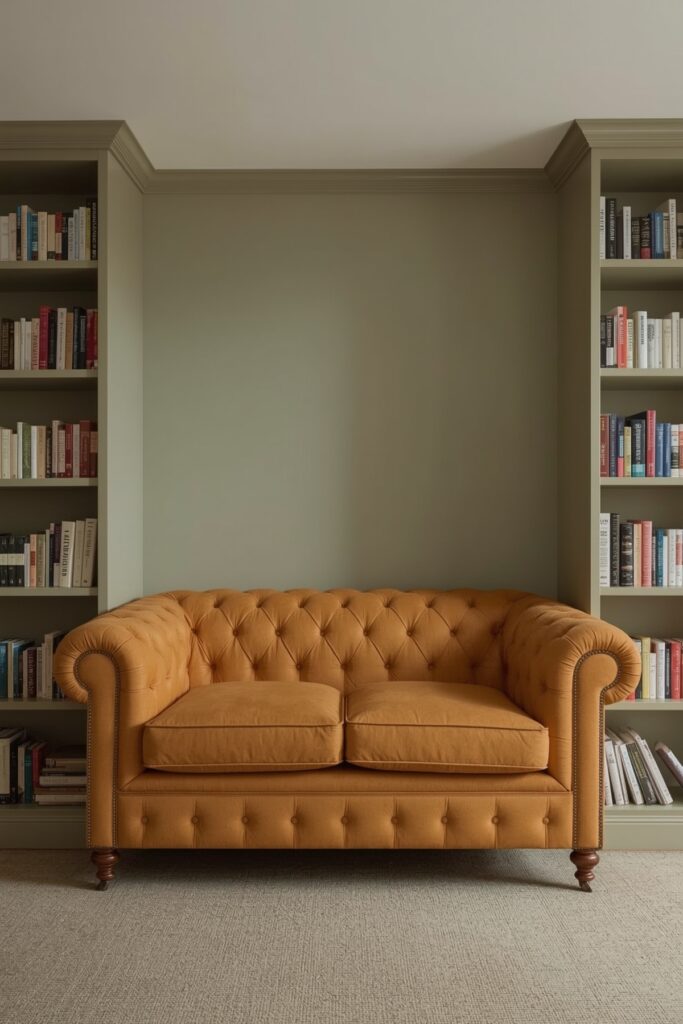 Tufted Couch with Slim Roll Arms