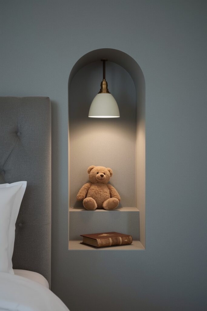 Built-In Bedside Niche in Wall