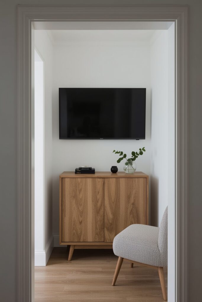 Minimal Wood Console in Tight Corner