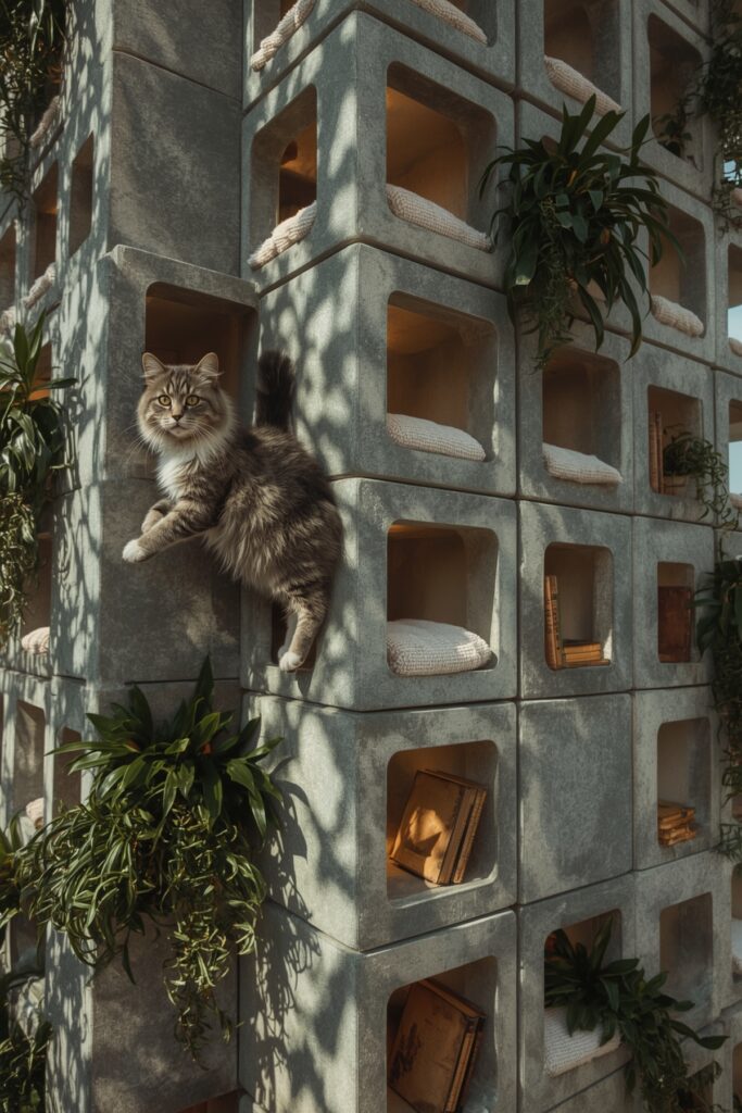 Stacked Storage Cubes Turned Cat Towers
