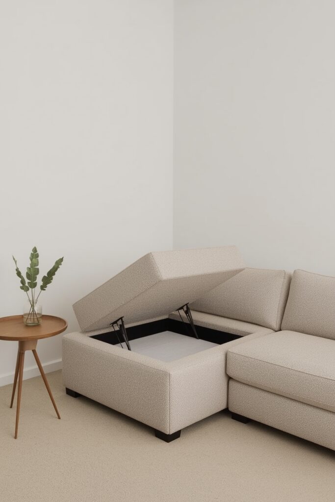 Corner Couch with Triangular Storage Base