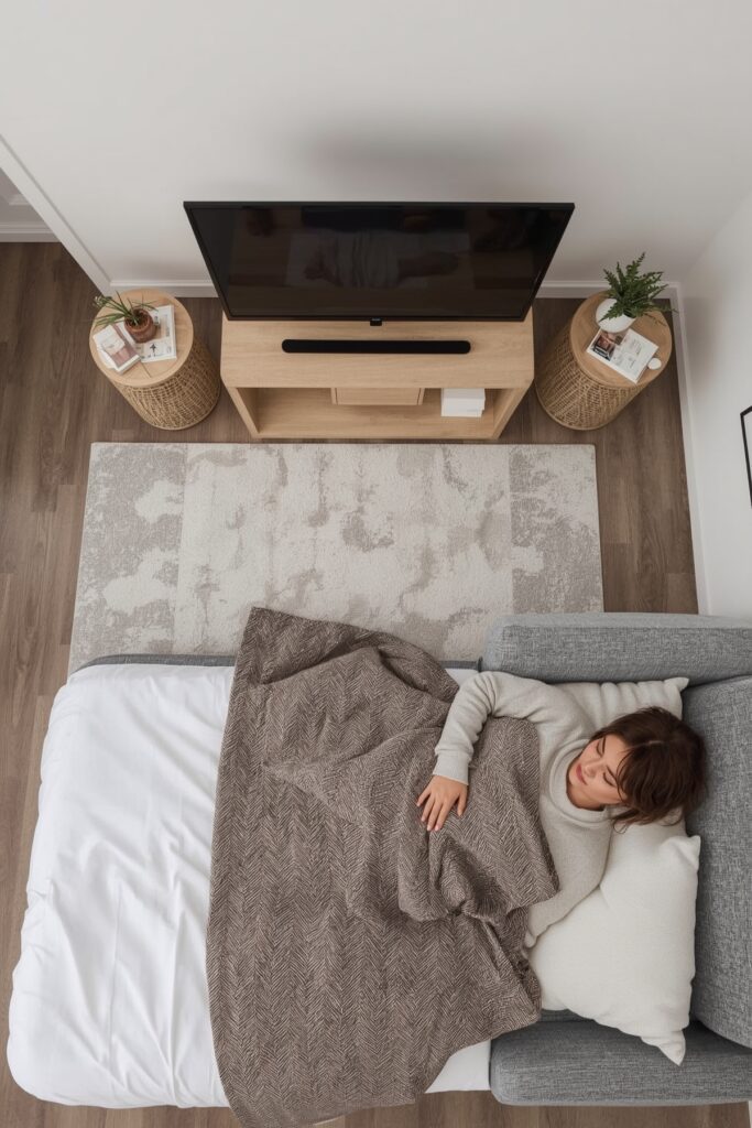 Slim Vertical TV Stand in Studio Apartments