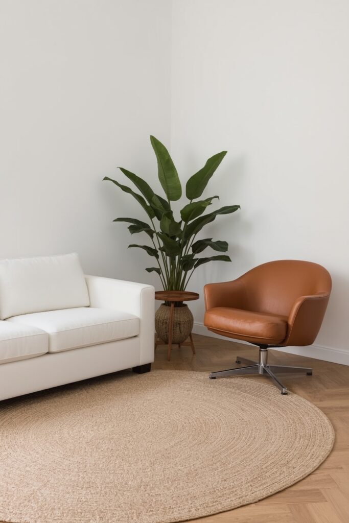 Corner Loveseat Paired with Swivel Chair