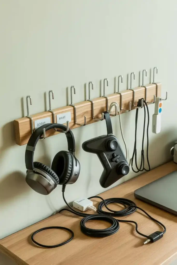Built-In Headphone Hook Rail