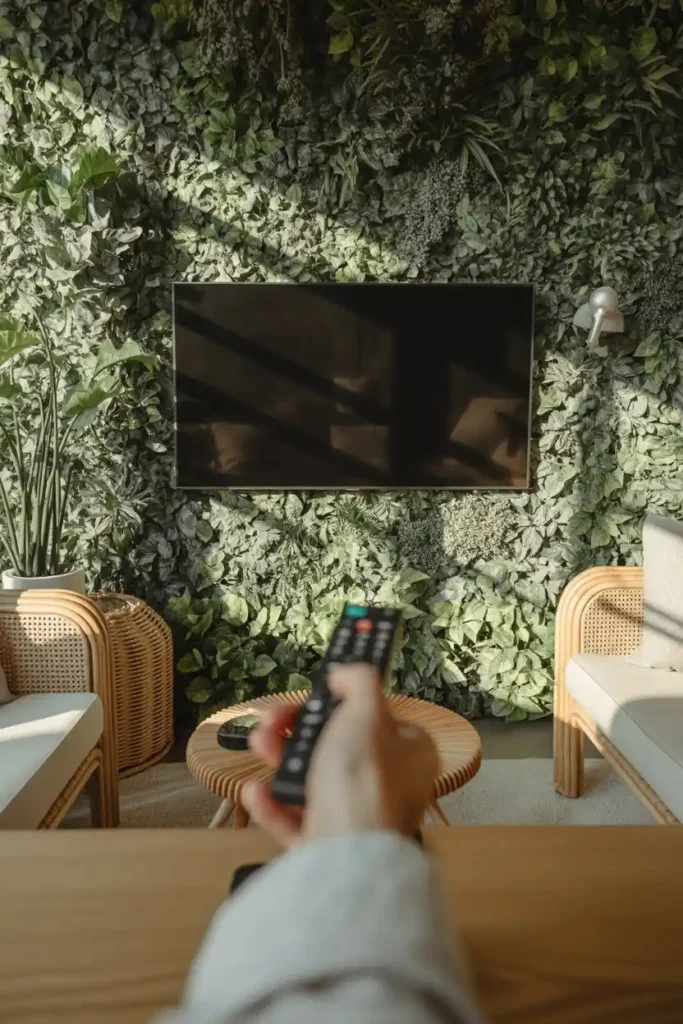Greenery Wall with Mounted TV Panel