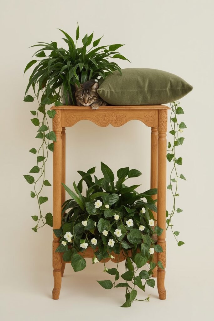 Plant Shelf with Safe Napping Space Beside