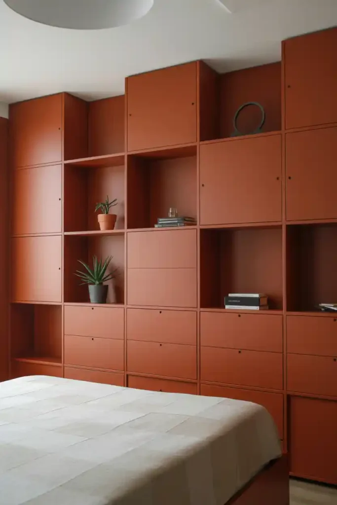 Stackable Modular Drawer Units as Headboard