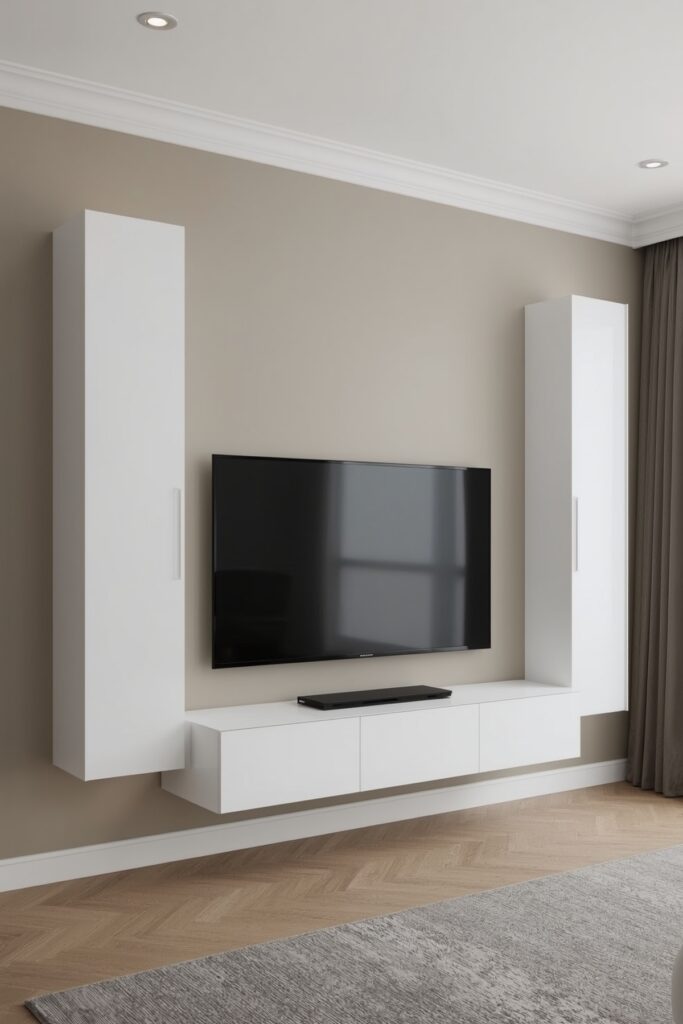 Wall-Mounted Entertainment Unit with Vertical Storage