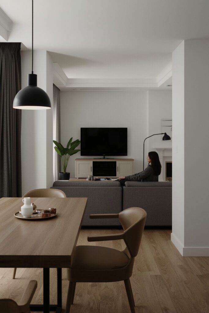 TV in the Dining-Living Room Crossover Space