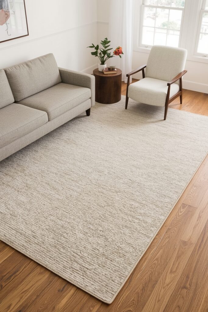 Diagonal Rug Layout to Expand Perception