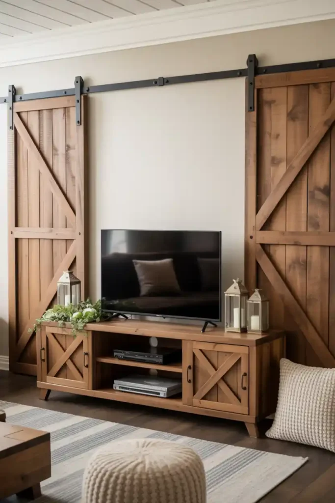 TV Stand with Sliding Barn Doors