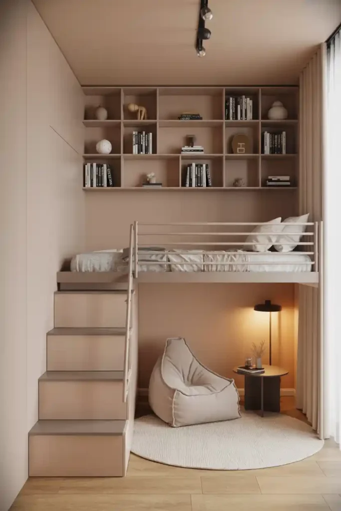 Corner Loft Bed to Free Up Floor Space