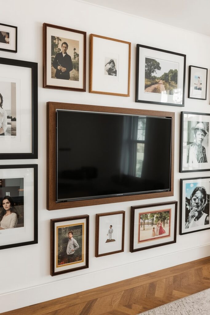 Gallery Wall with Hidden TV Integration