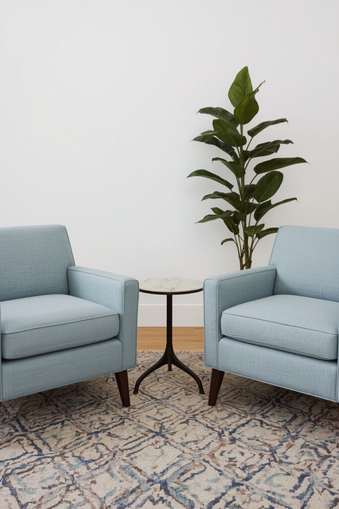 Symmetrical Armchairs Facing Each Other