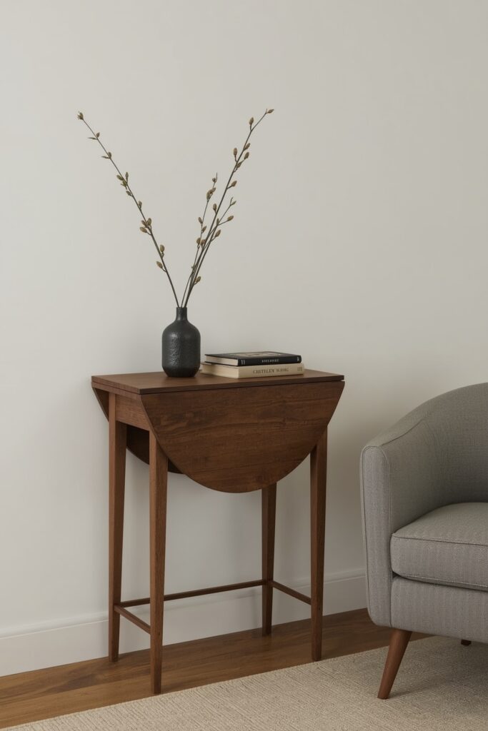 Drop-Leaf Side Table Against the Wall
