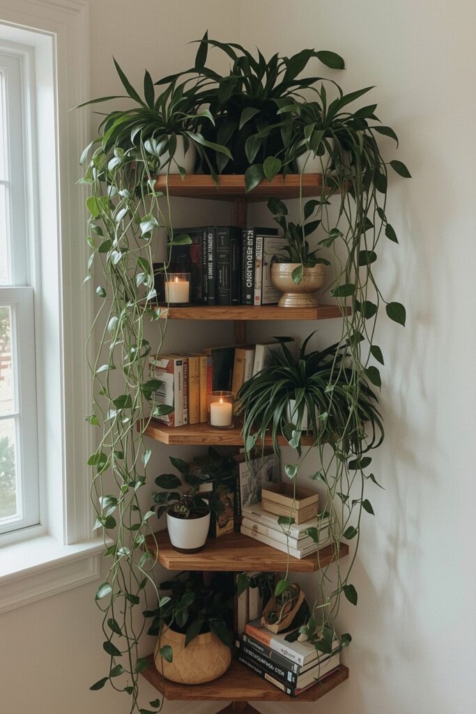 Floating Corner Shelves Maximizing Empty Wall Space