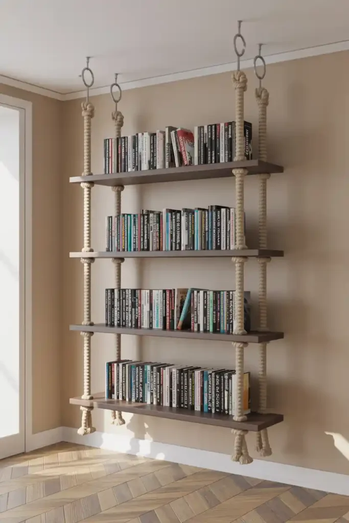 Hanging Rope Ladder Bookshelf