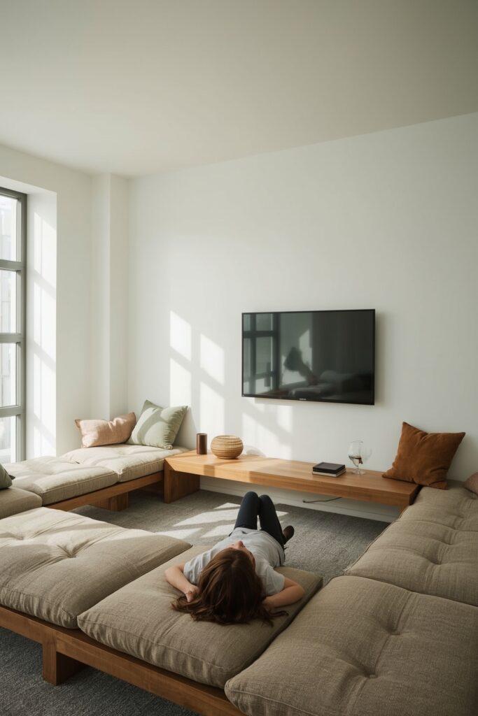 Low Platform Furniture Around Wall TV