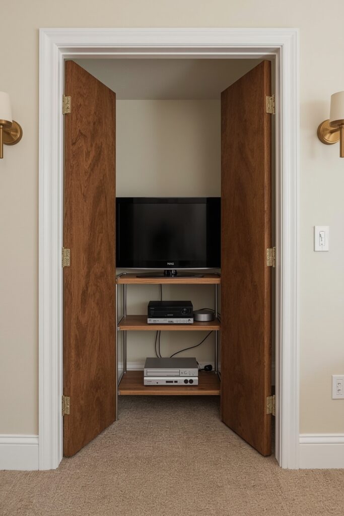 TV Setup Inside a Compact Media Closet