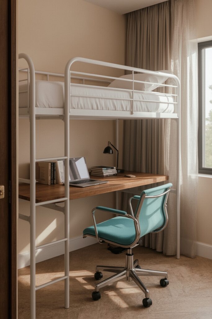 Bunk Bed with Slide-Out Study Area