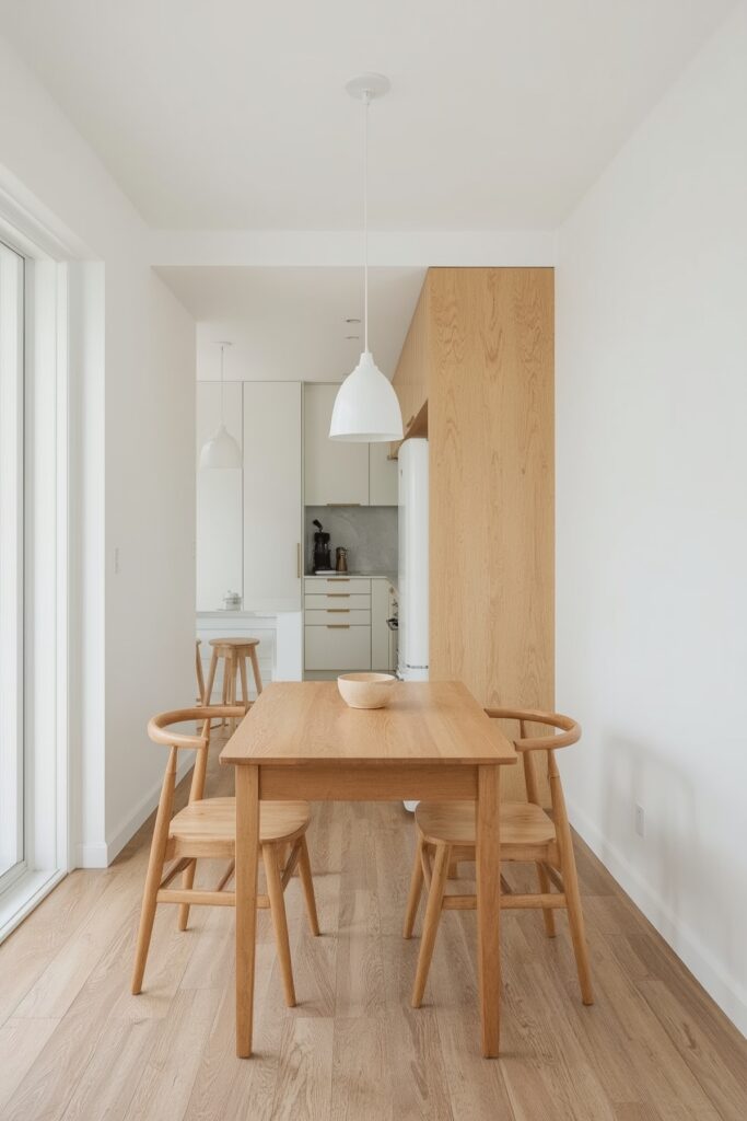 Drop-Leaf Dining Table Folded Down in a Small Kitchen