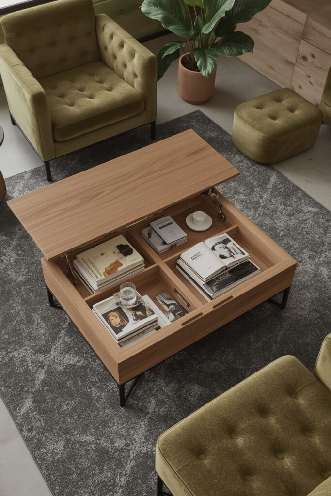 Foldable Coffee Table with Hidden Storage