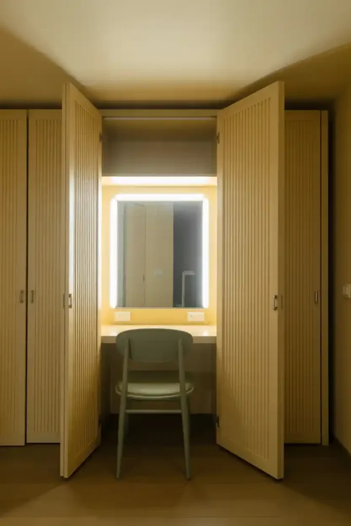 Hidden Vanity Behind Bi-Fold Wardrobe Doors