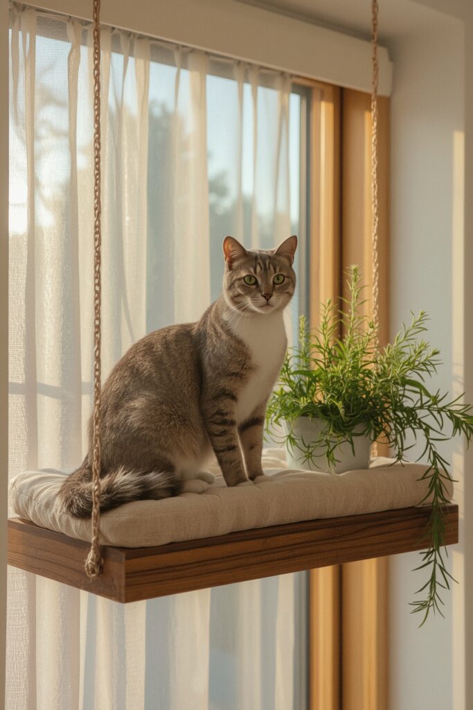Window Shelf Perch with Cushion for Sunbathing