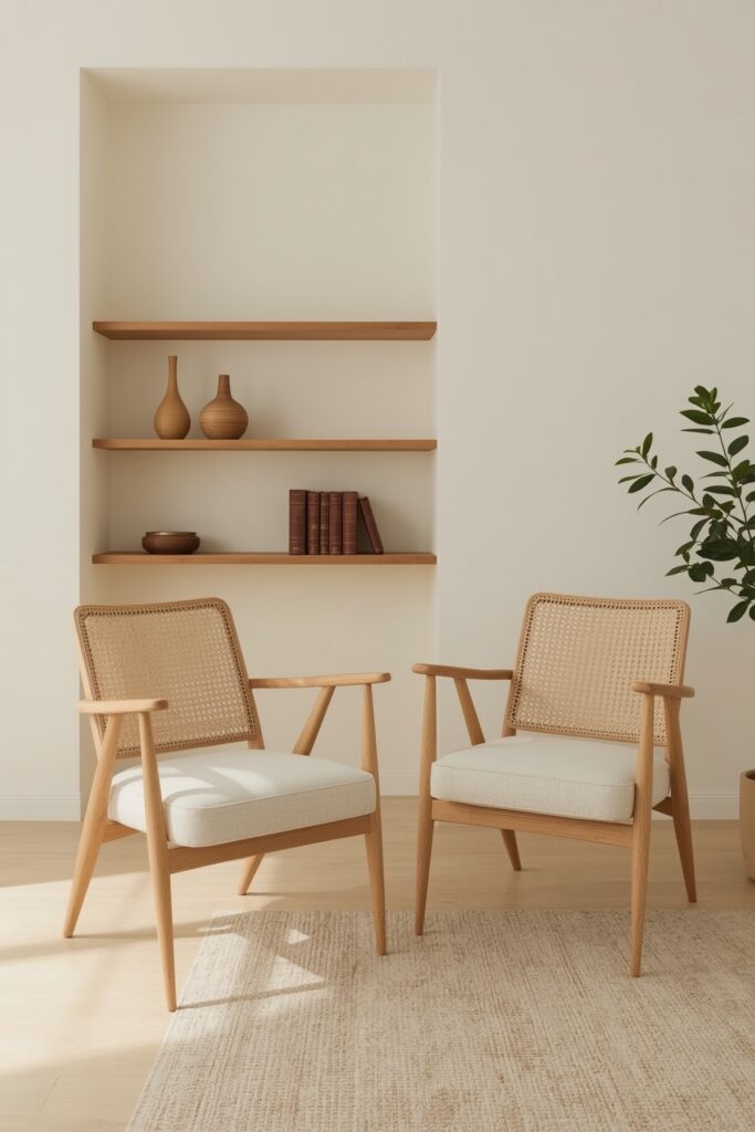 Warm Wood-Toned Minimalist Lounge