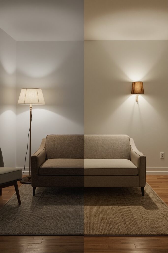 Zoning With Lighting Floor Lamp vs. Sconces