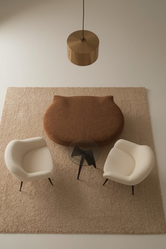 Lounge with Zoning Rug and Pendant