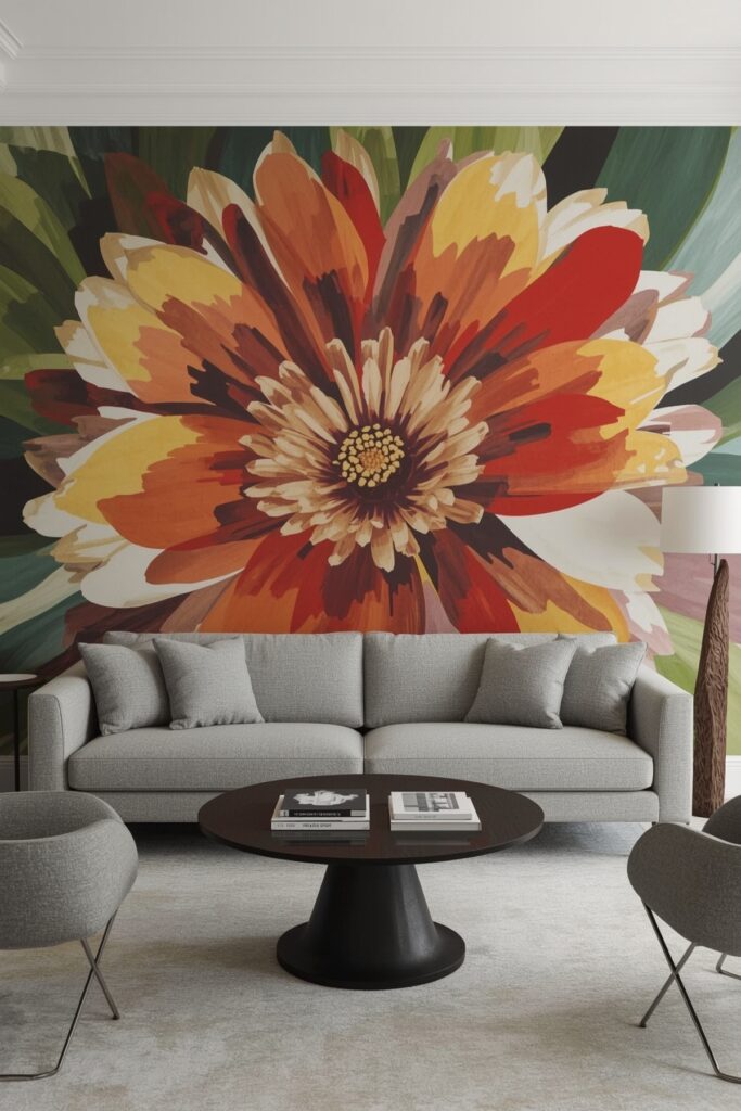 Statement Wallpaper Behind the Couch