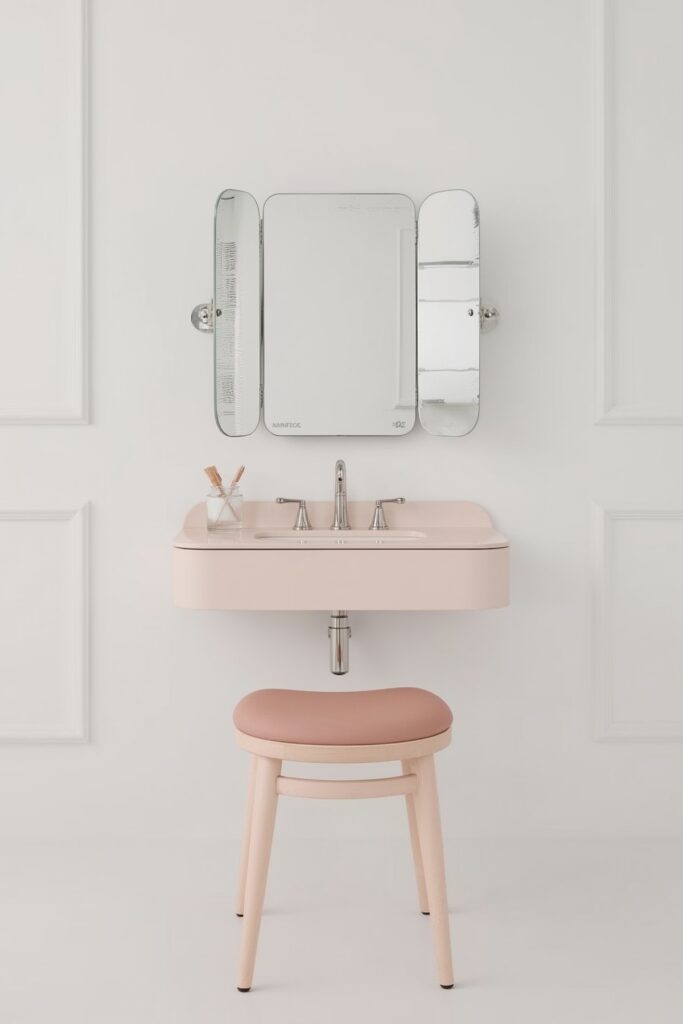 Fold-Down Vanity Mirror Table