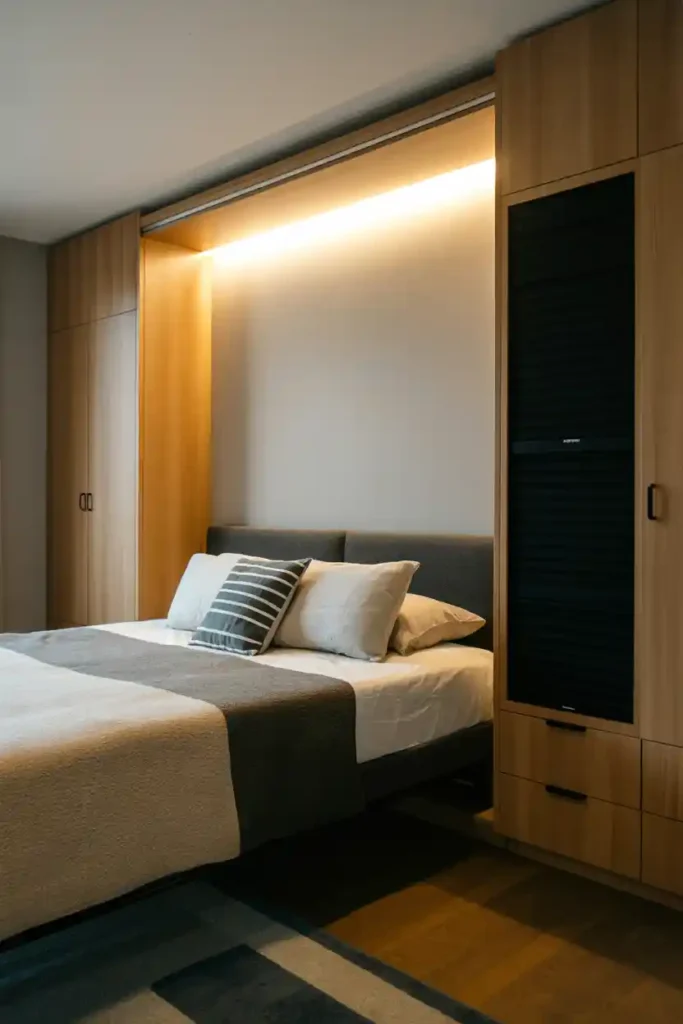 Fold-Out Murphy Bed with Integrated Lighting