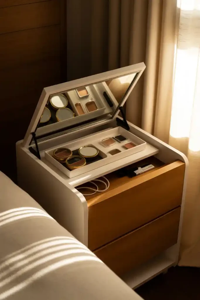 Lift-Top Nightstand Beauty Hub