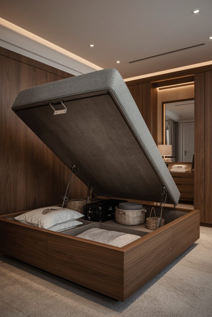 Ottoman Bed with Hydraulic Lift Storage