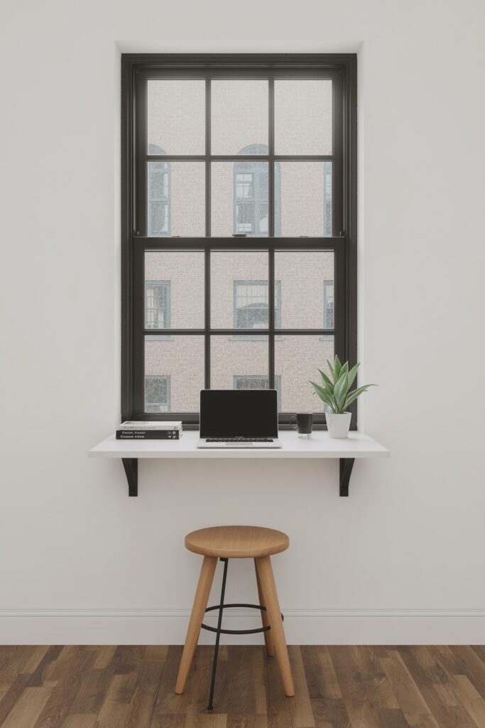 Wall-Mounted Desk Near a Bright Window