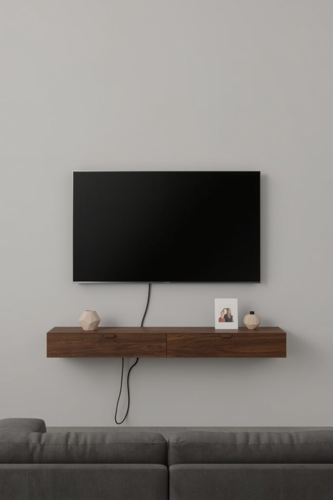 Wall-Mounted TV with Floating Console
