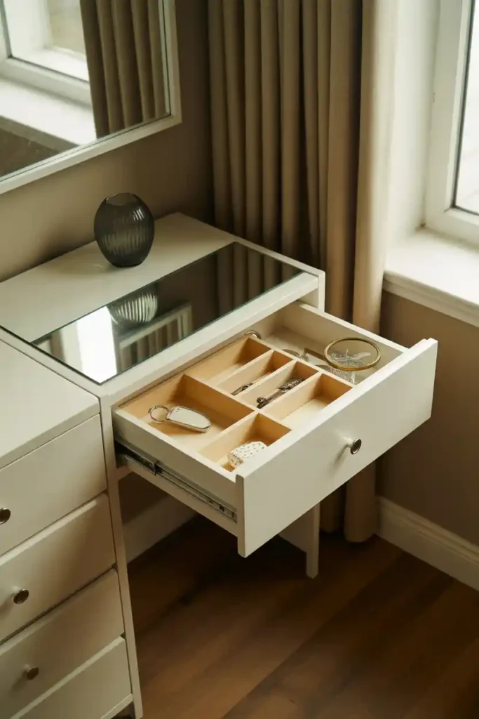Drawer-Front Flip-Up Mirror Console