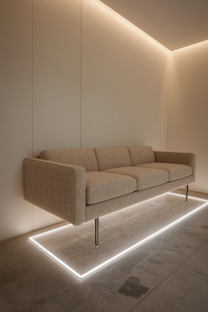 Floating Couch with Wall Mount Brackets